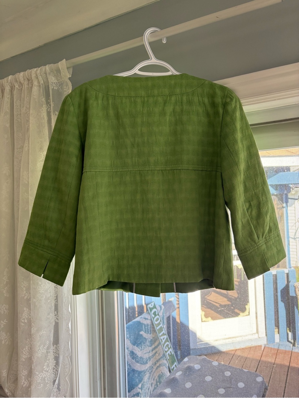 Jessica Green Textured Crop Jacket 3/4 Sleeve - Picture 9 of 9